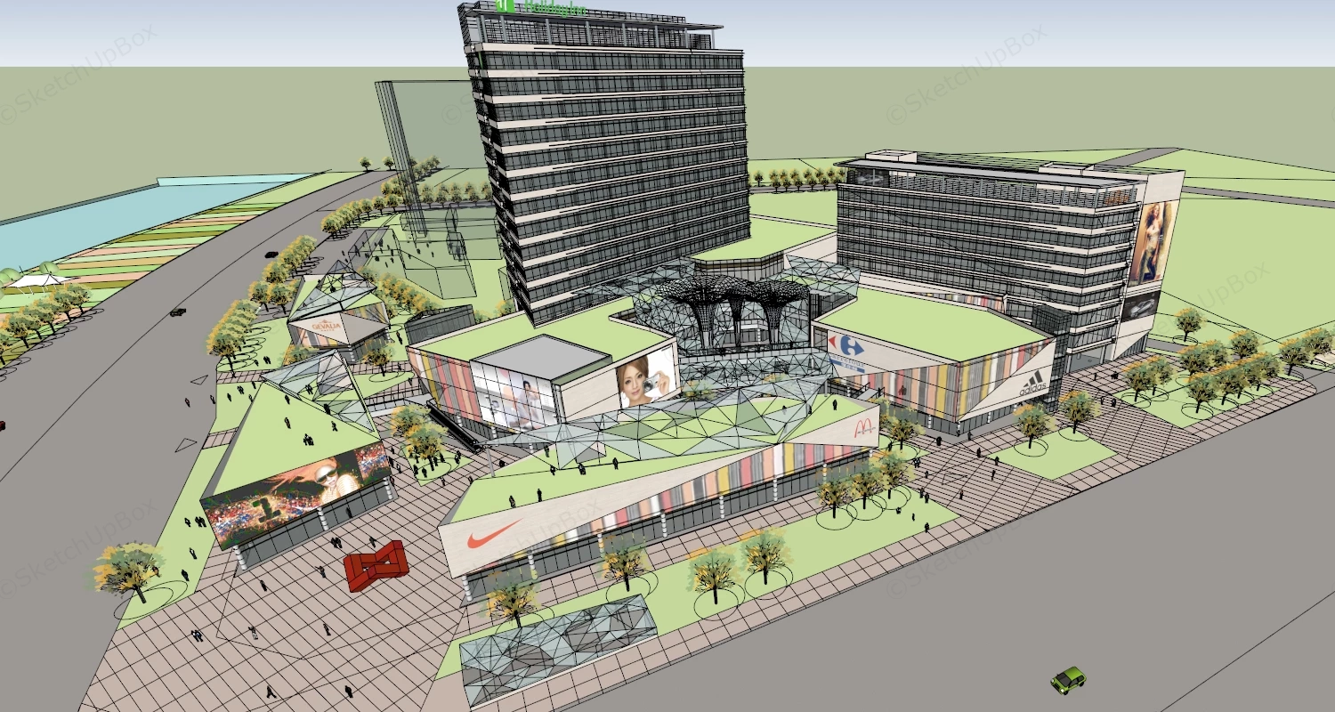 Urban Community Center Architecture sketchup model preview - SketchupBox
