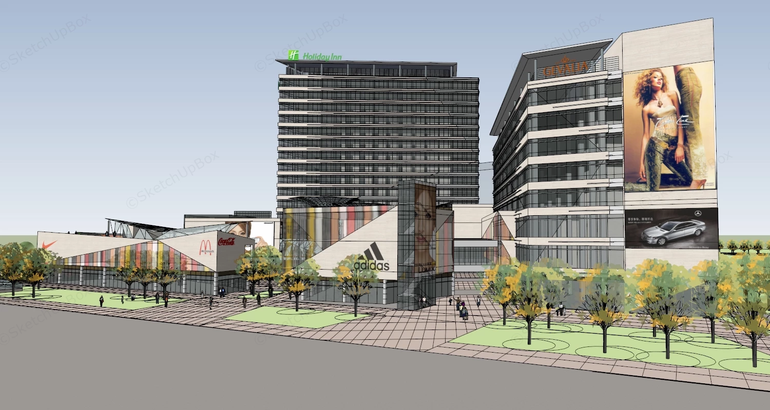 Urban Community Center Architecture sketchup model preview - SketchupBox