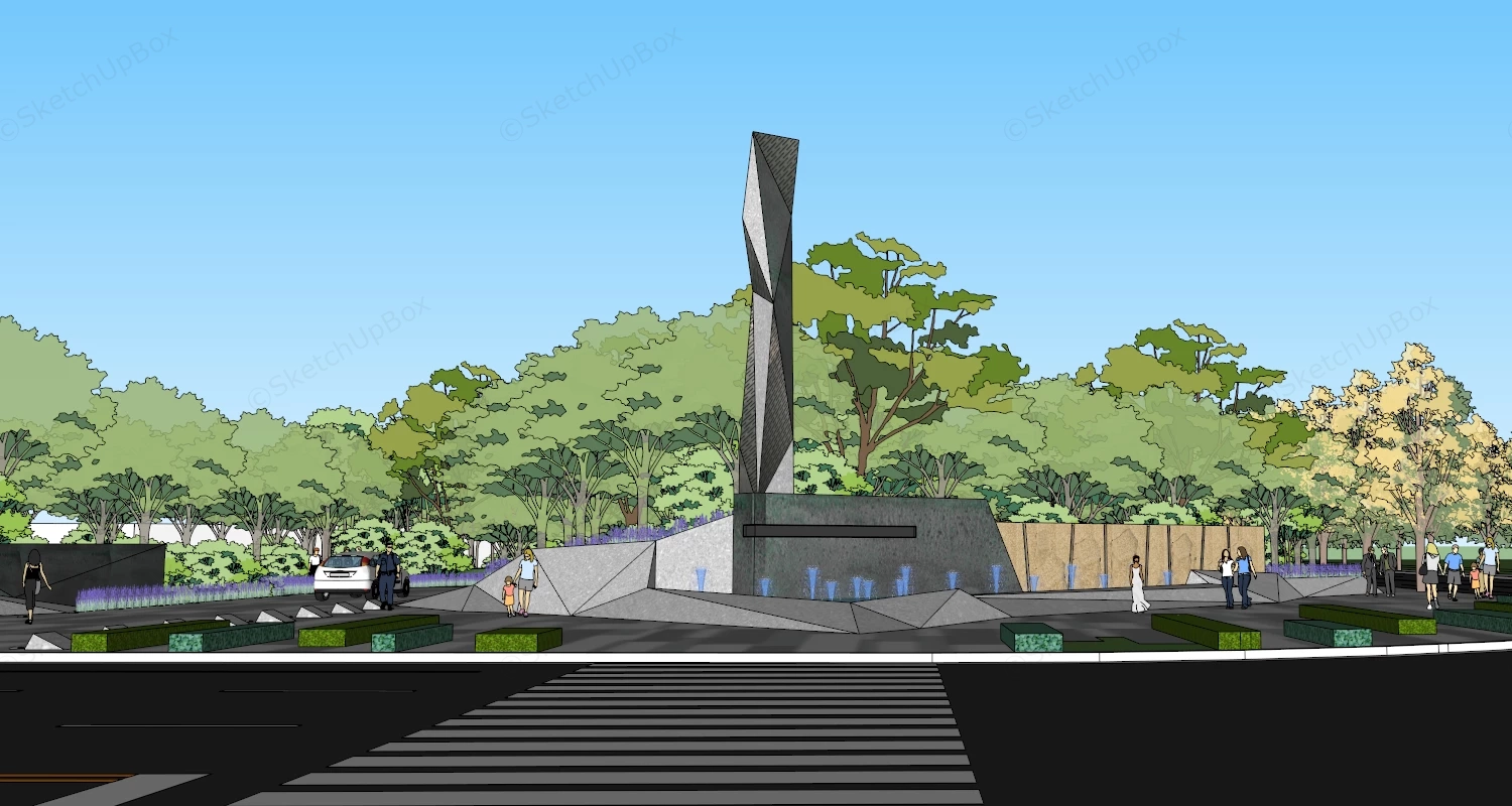 Real Estate Sales Office Landscape sketchup model preview - SketchupBox