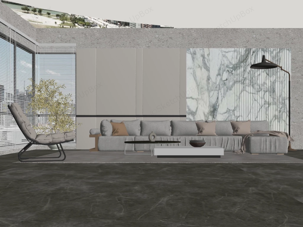 Modern Living Room Sofa Set sketchup model preview - SketchupBox