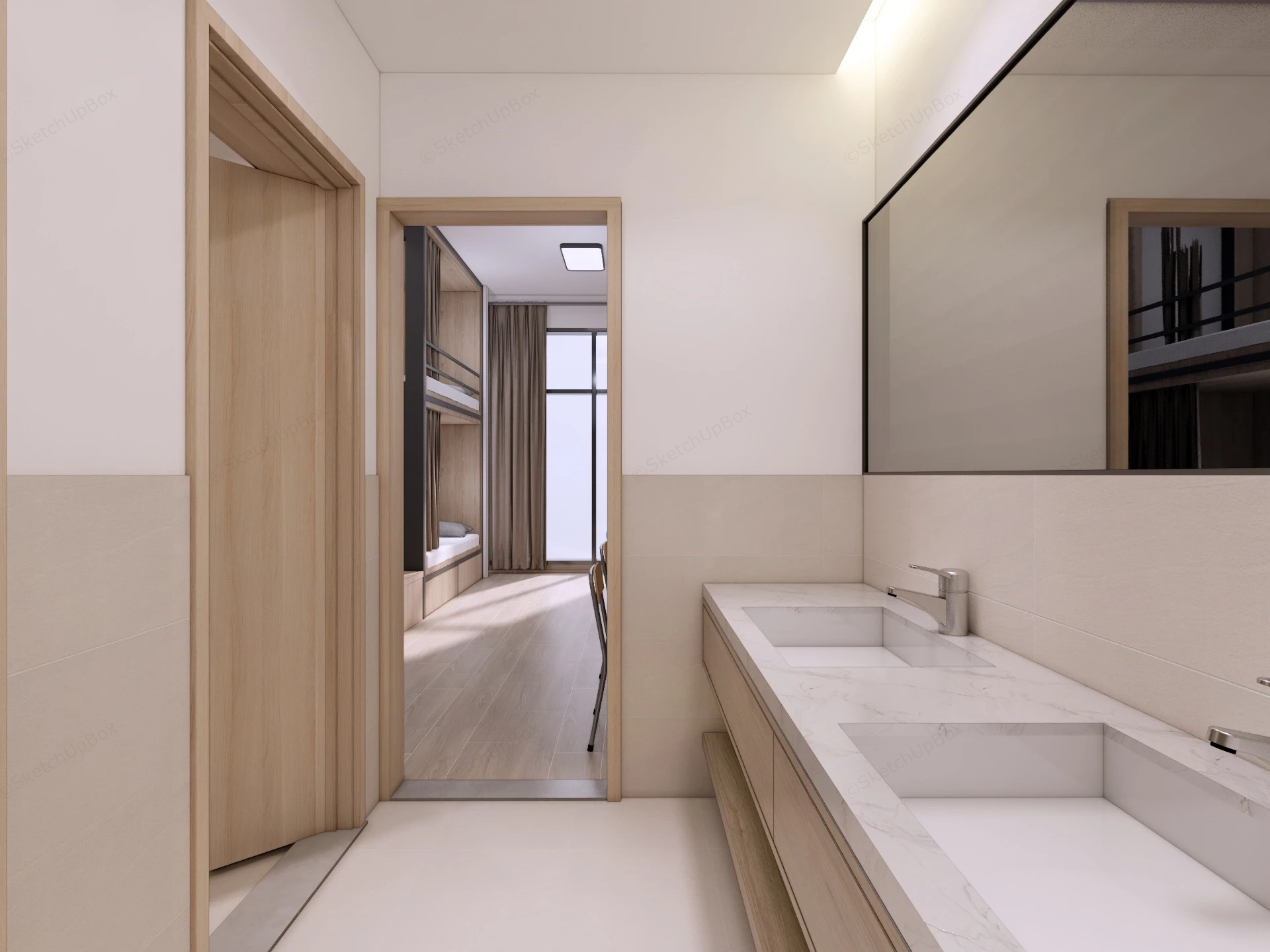 4 Person Dorm Room Design sketchup model preview - SketchupBox