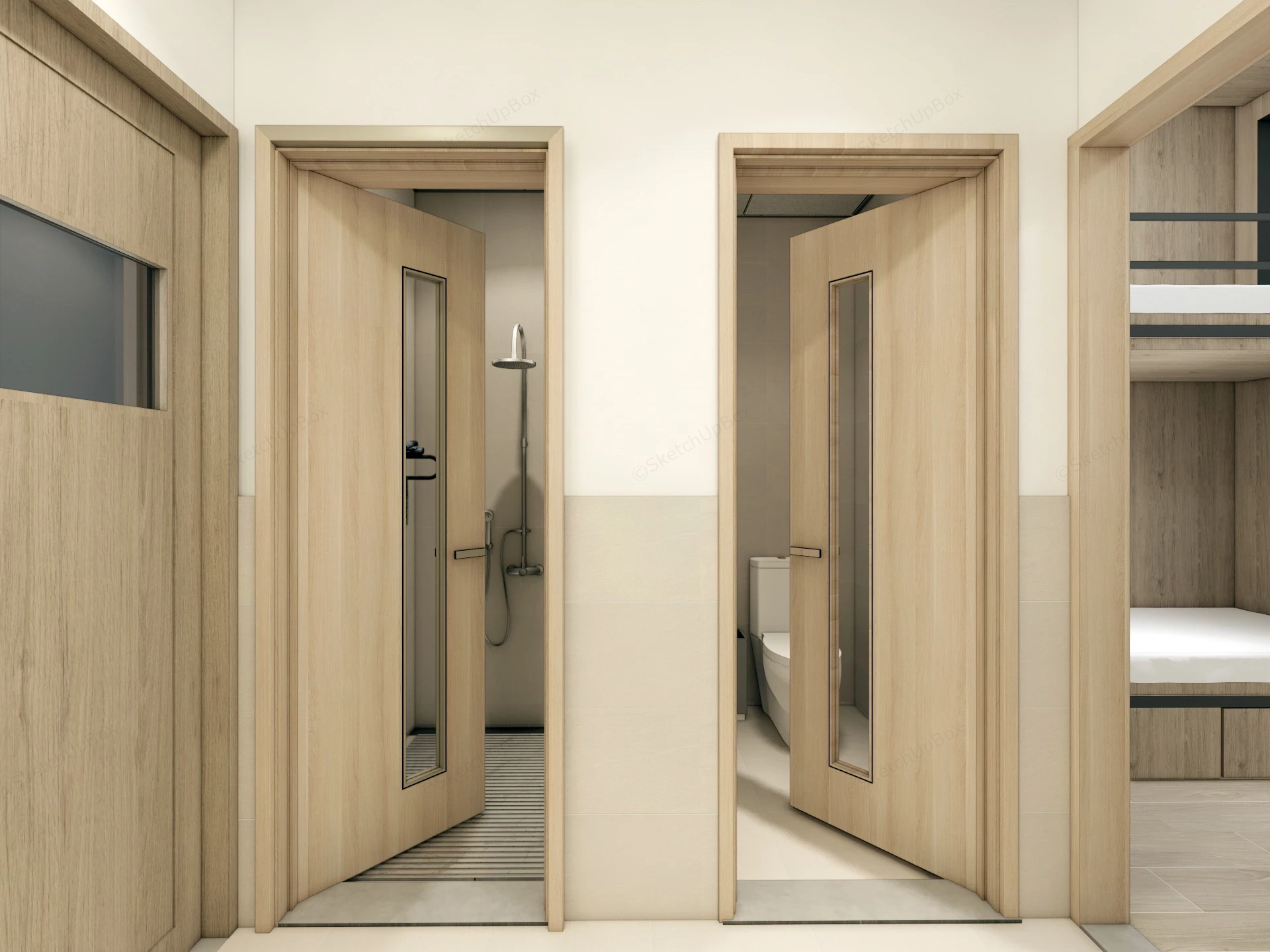 4 Person Dorm Room Design sketchup model preview - SketchupBox