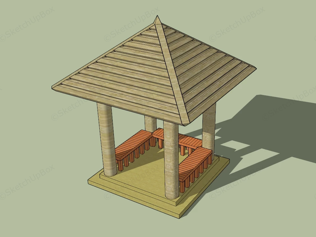 Small Garden Gazebo sketchup model preview - SketchupBox