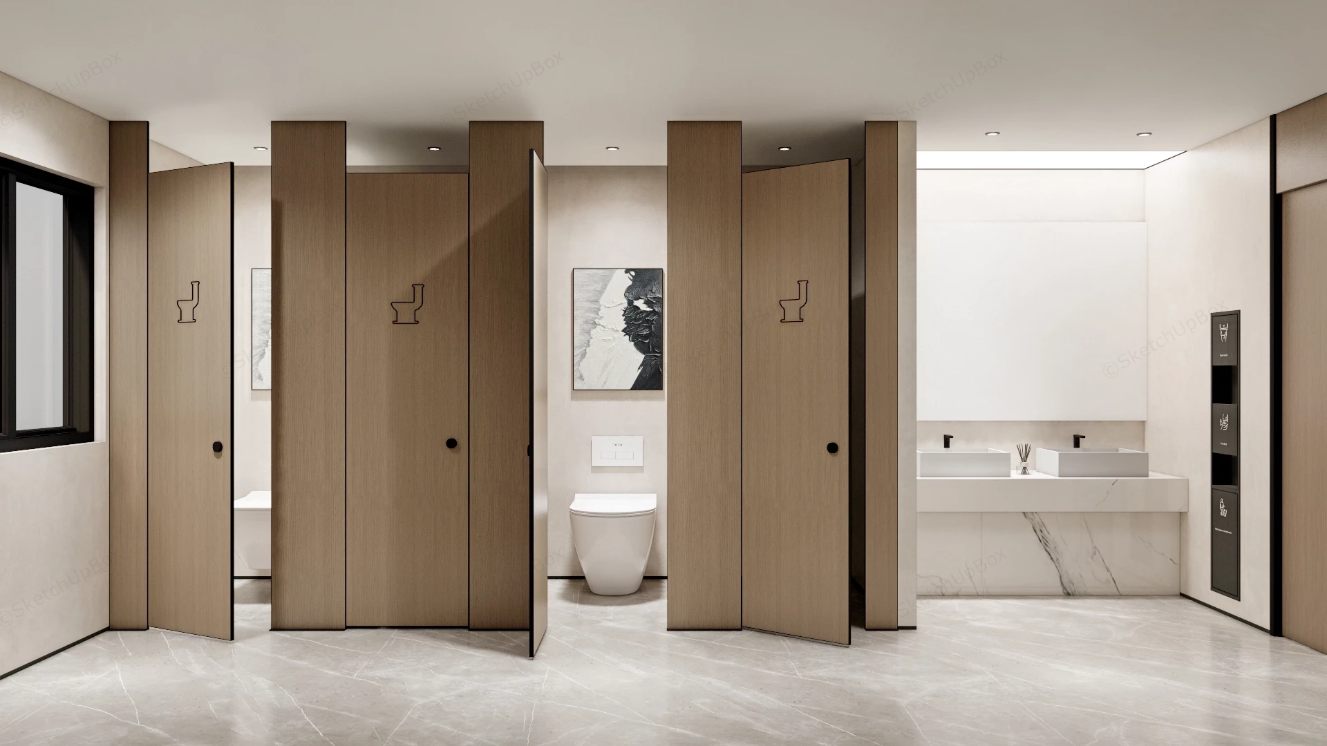 Modern Public Toilet Design sketchup model preview - SketchupBox