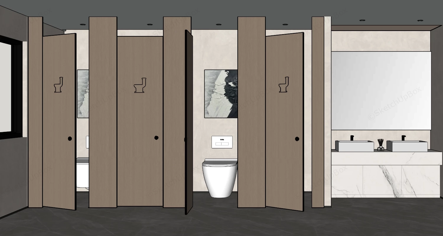 Modern Public Toilet Design sketchup model preview - SketchupBox