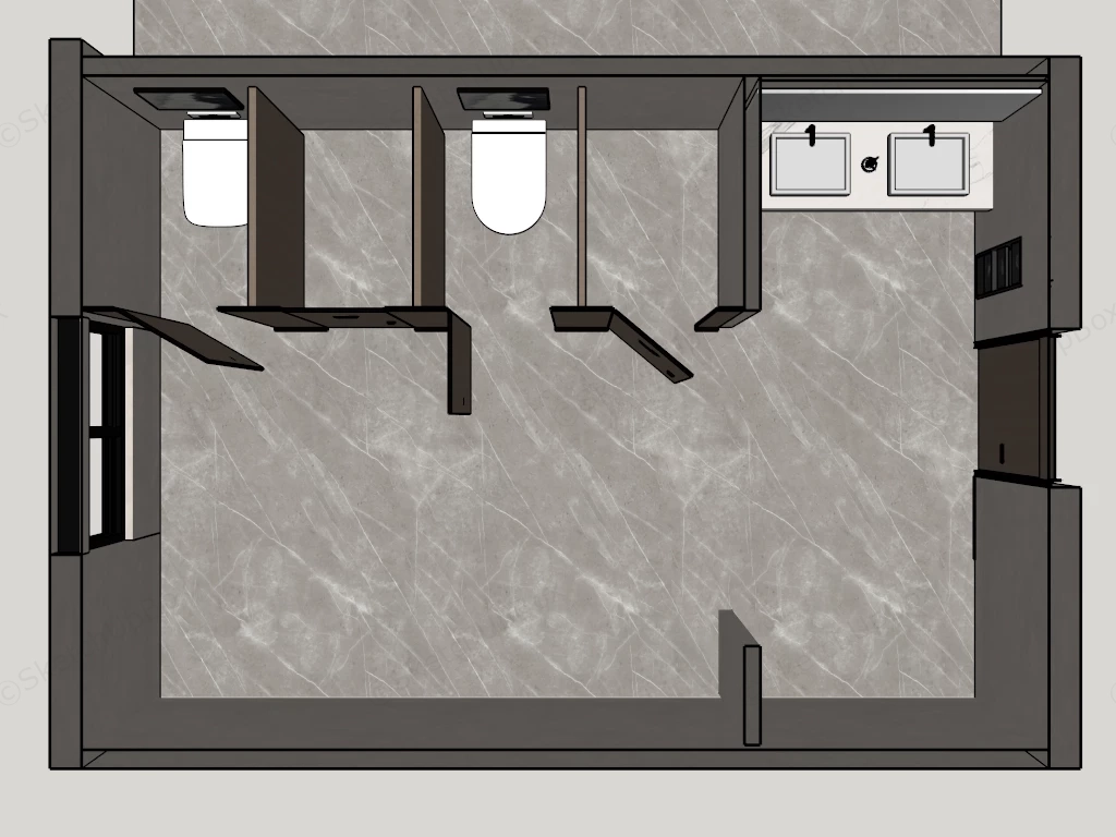 Modern Public Toilet Design sketchup model preview - SketchupBox