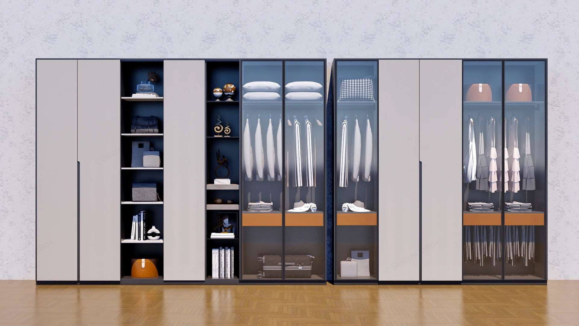 Modern Wardrobe Design sketchup model preview - SketchupBox