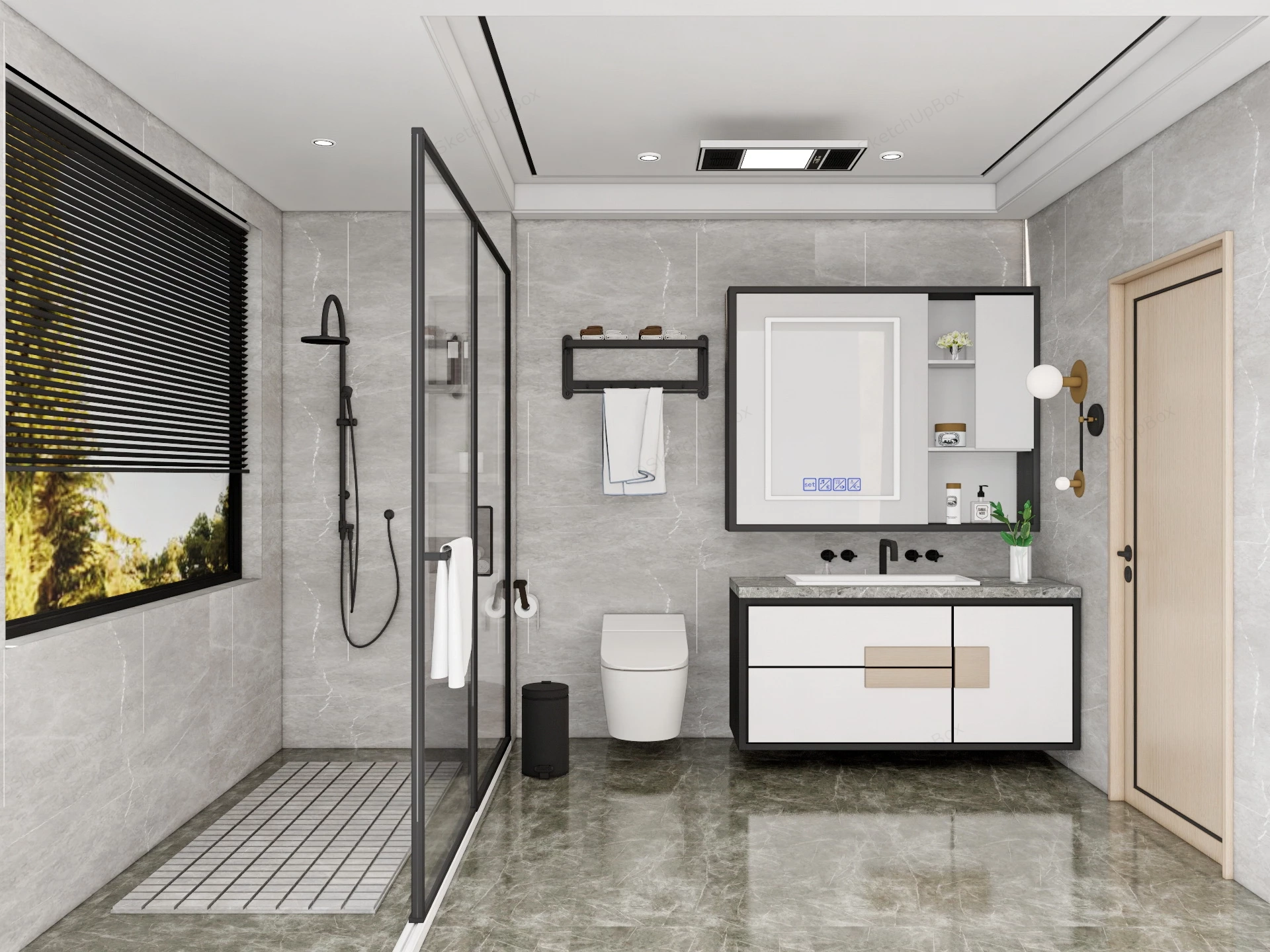 Contemporary Bathroom Idea sketchup model preview - SketchupBox