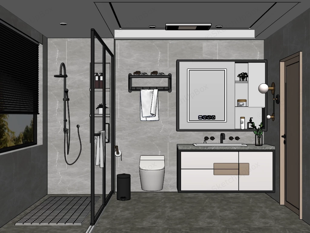 Contemporary Bathroom Idea sketchup model preview - SketchupBox