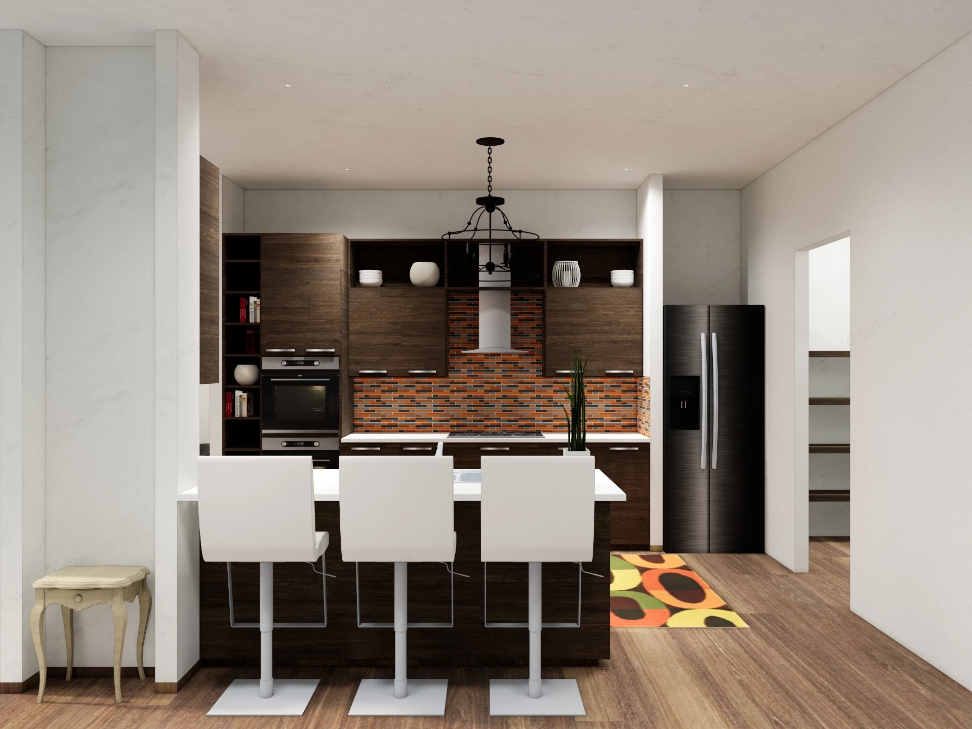 Small Peninsula Island Kitchen sketchup model preview - SketchupBox