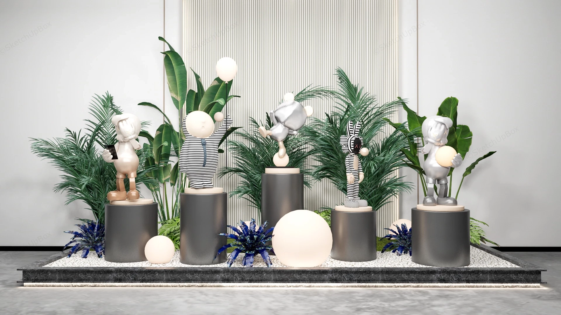 Indoor Garden With Statues sketchup model preview - SketchupBox