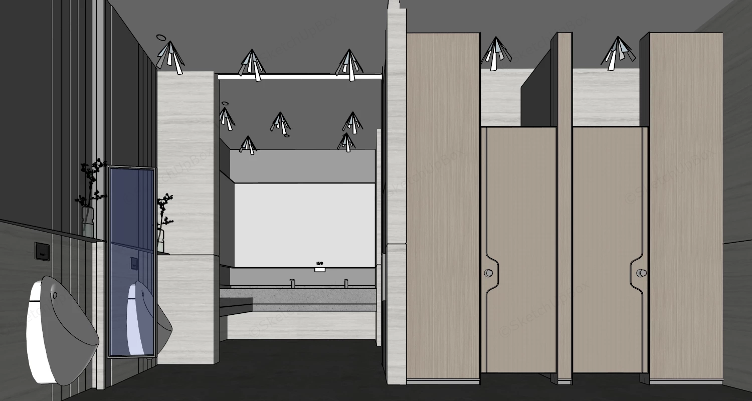 Commercial Restroom Design sketchup model preview - SketchupBox