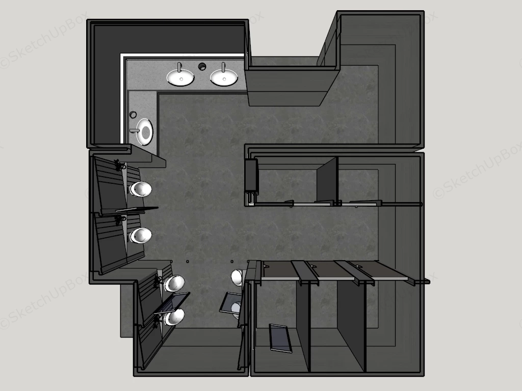 Commercial Restroom Design sketchup model preview - SketchupBox