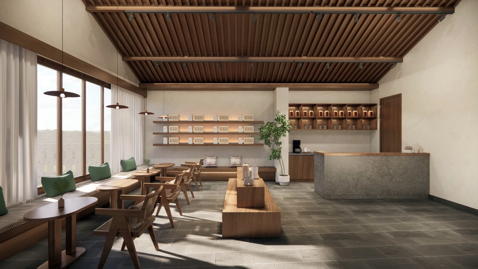 Wabi Sabi Coffee Shop sketchup model preview - SketchupBox