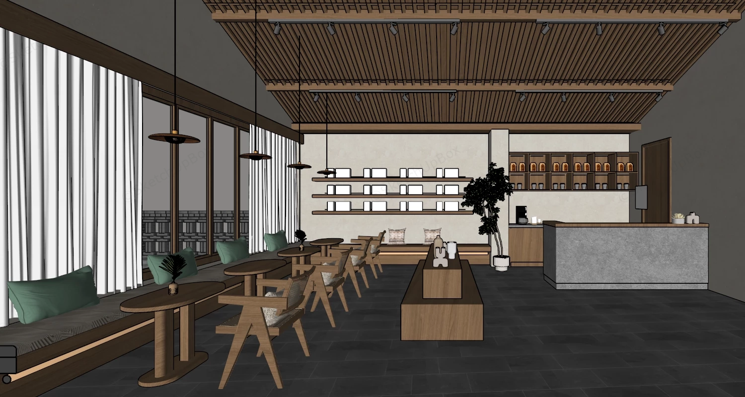 Wabi Sabi Coffee Shop sketchup model preview - SketchupBox