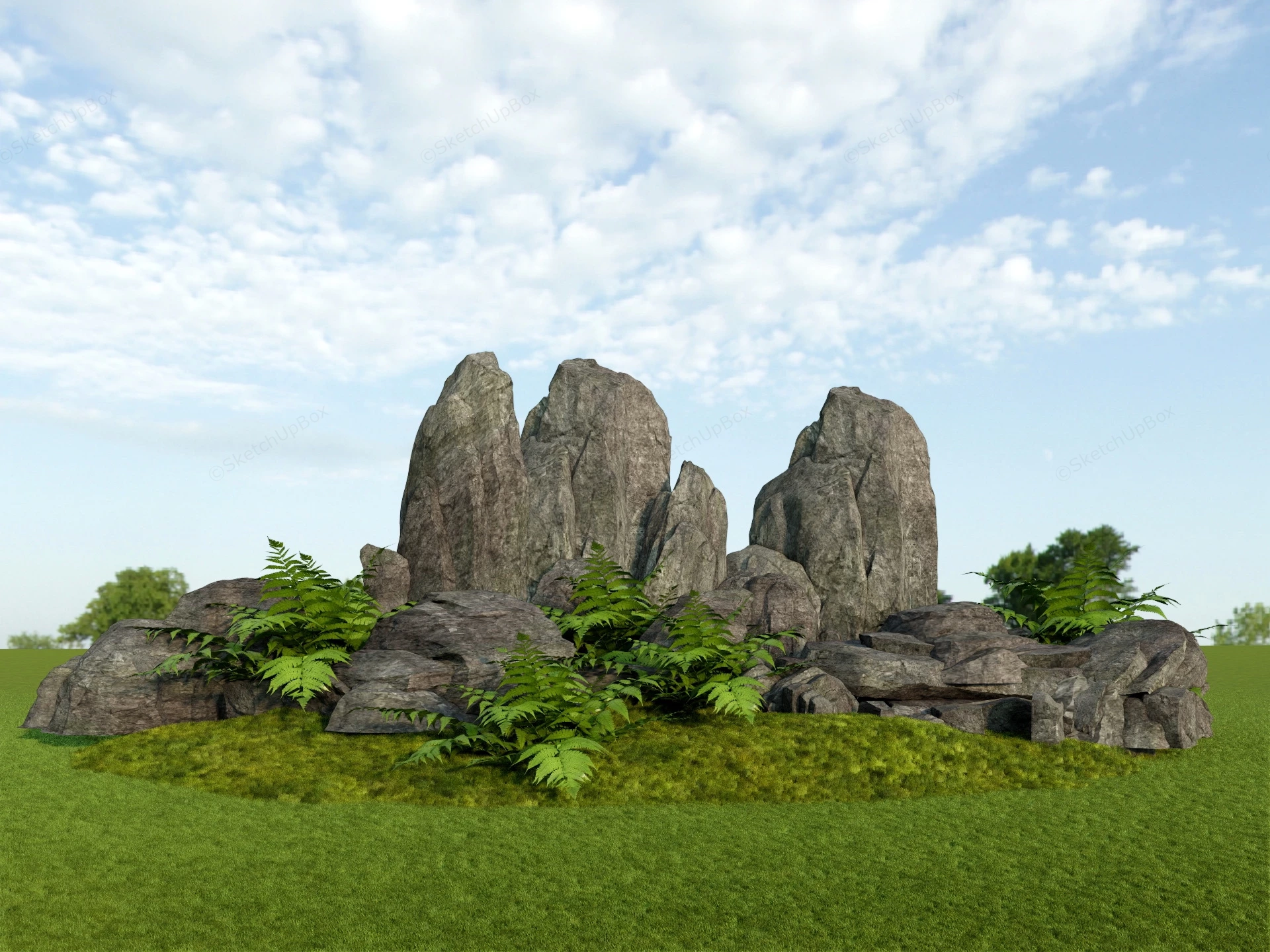 Simple Rock Garden Design sketchup model preview - SketchupBox