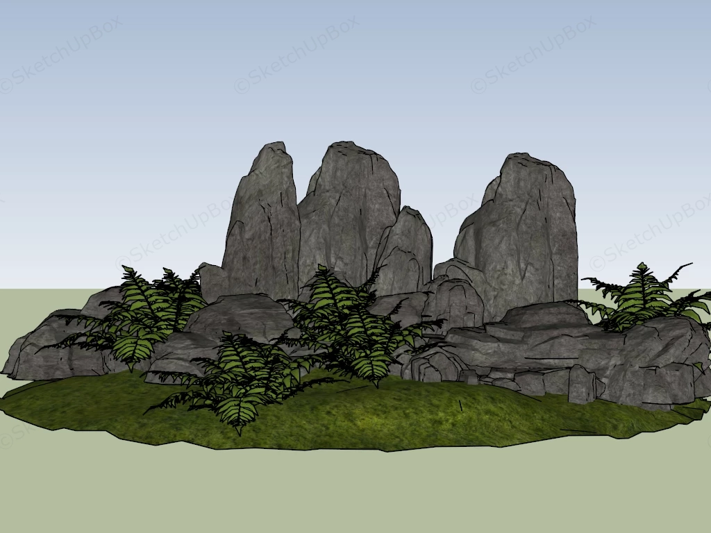 Simple Rock Garden Design sketchup model preview - SketchupBox