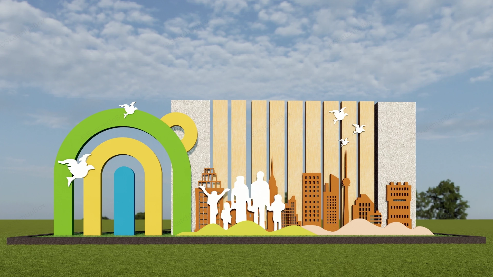 Urban Park Sculpture sketchup model preview - SketchupBox