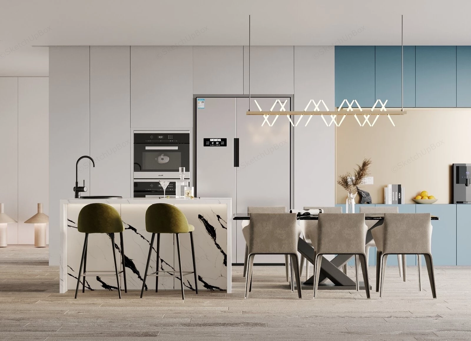 Island Style Dining Room sketchup model preview - SketchupBox