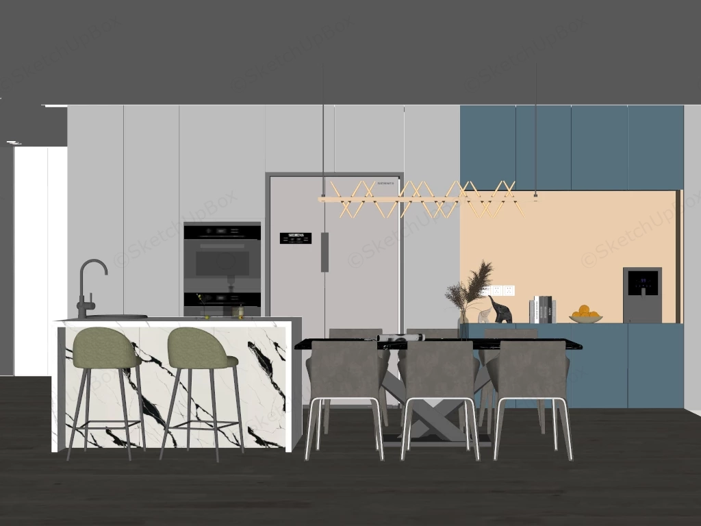 Island Style Dining Room sketchup model preview - SketchupBox