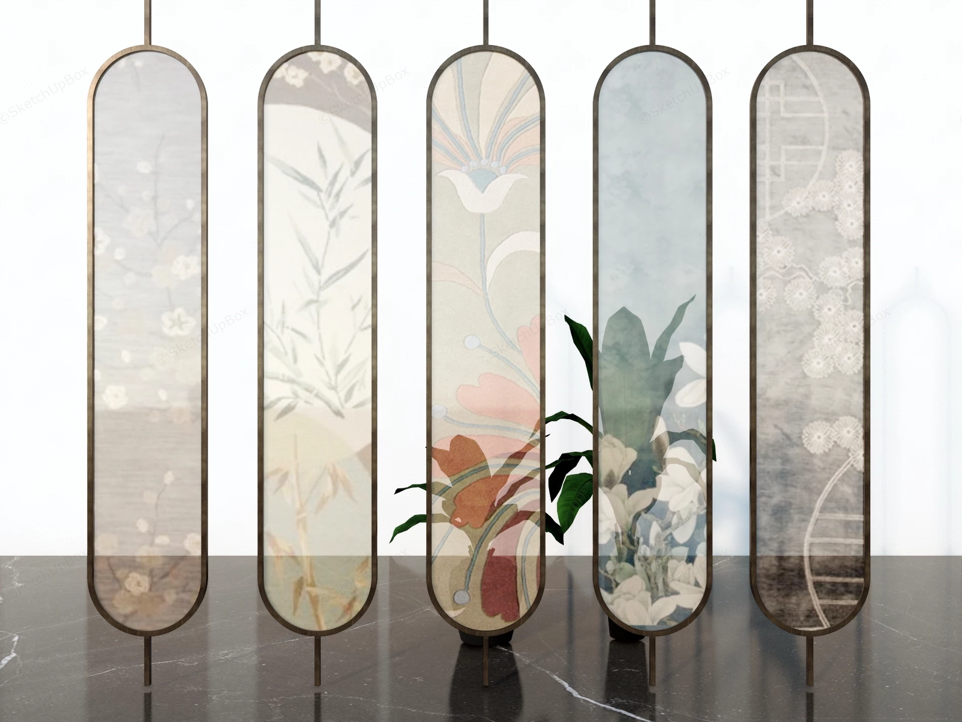 Oriental Style Room Divider Panels sketchup model preview - SketchupBox