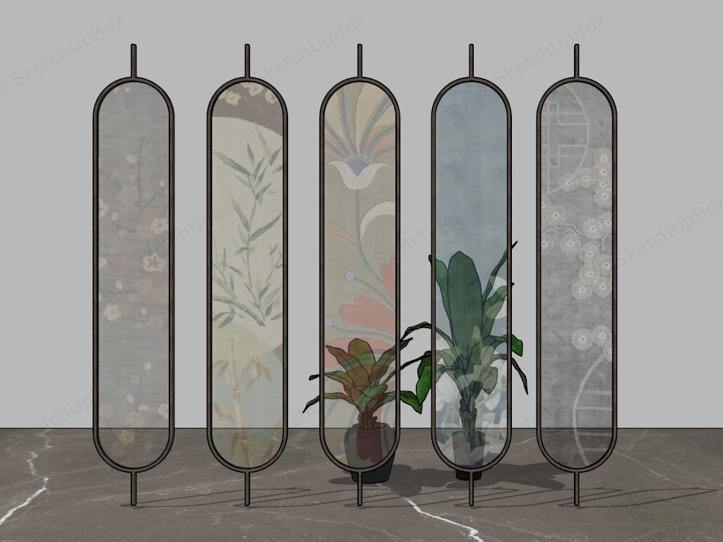 Oriental Style Room Divider Panels sketchup model preview - SketchupBox