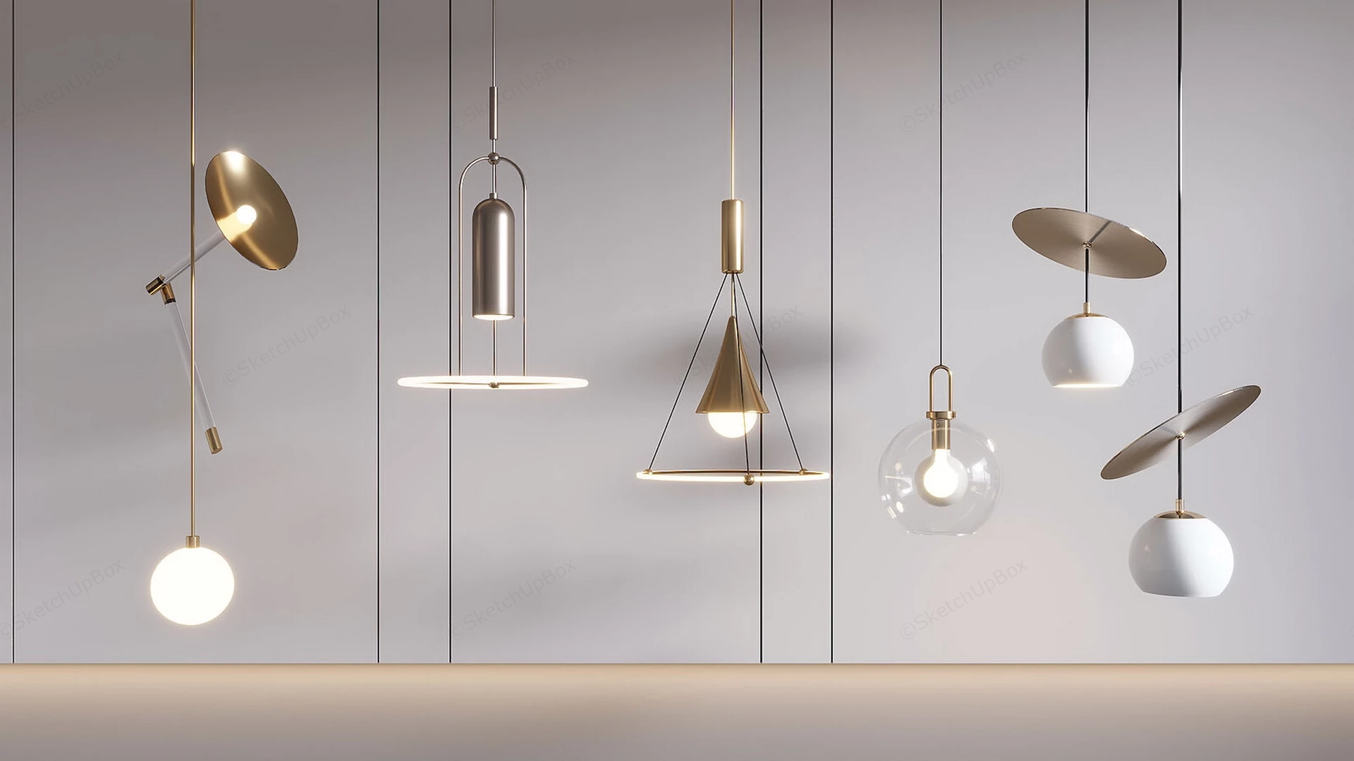 Modern Art Pendant Light Fixtures sketchup model preview - SketchupBox