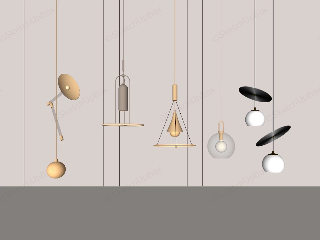 Modern Art Pendant Light Fixtures sketchup model preview - SketchupBox