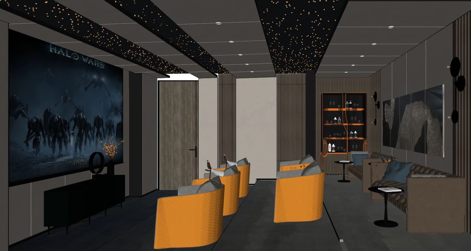Luxury Home Cinema Design sketchup model preview - SketchupBox