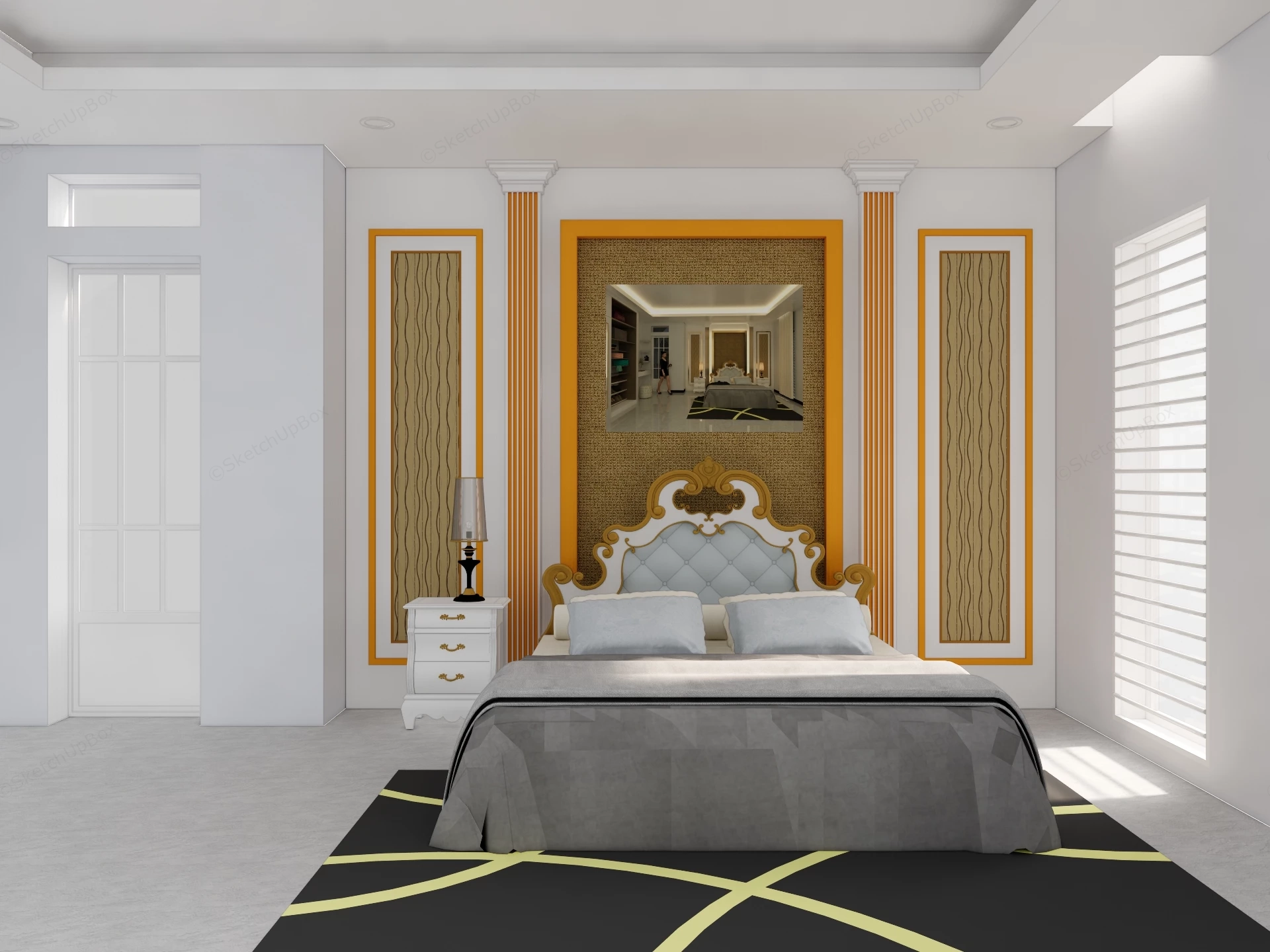 Classic Bedroom Decor sketchup model preview - SketchupBox
