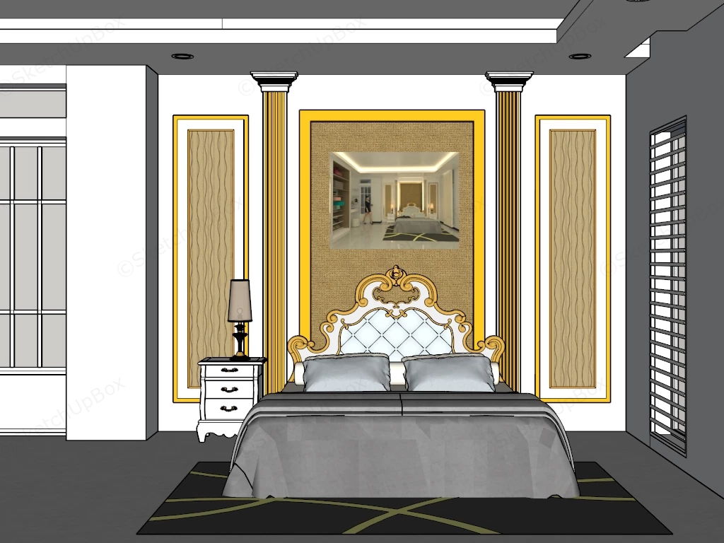 Classic Bedroom Decor sketchup model preview - SketchupBox