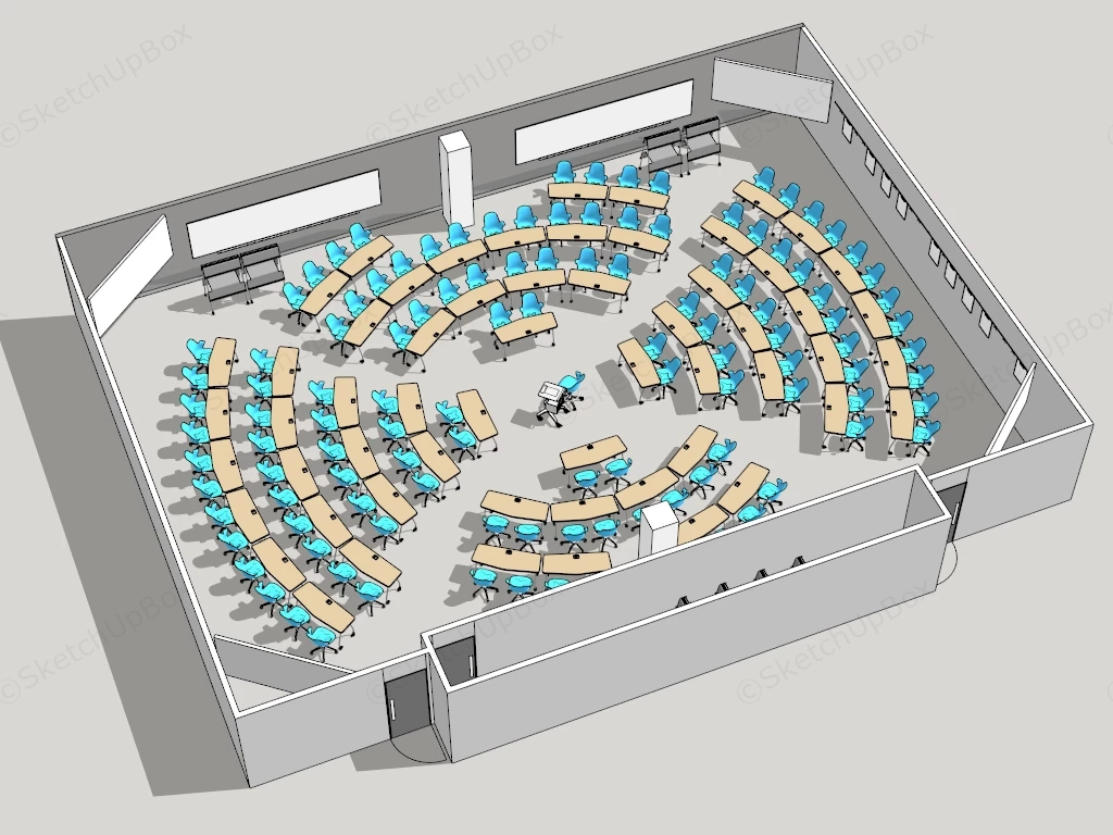 Circular Lecture Hall Seating Layout sketchup model preview - SketchupBox