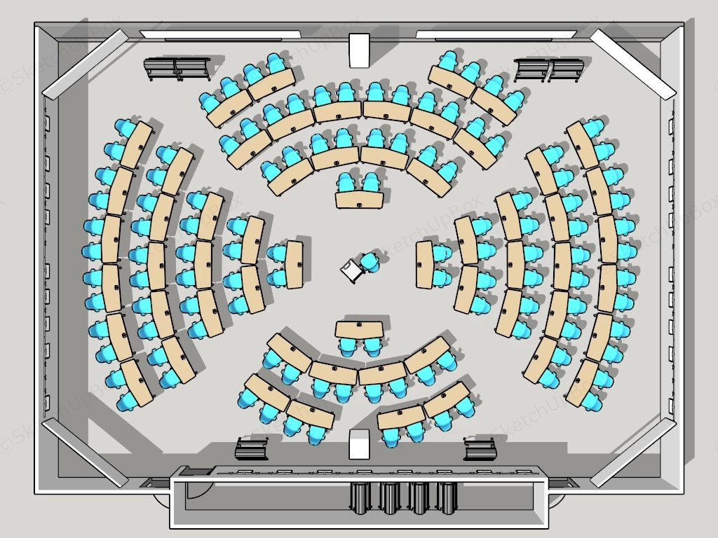 Circular Lecture Hall Seating Layout sketchup model preview - SketchupBox