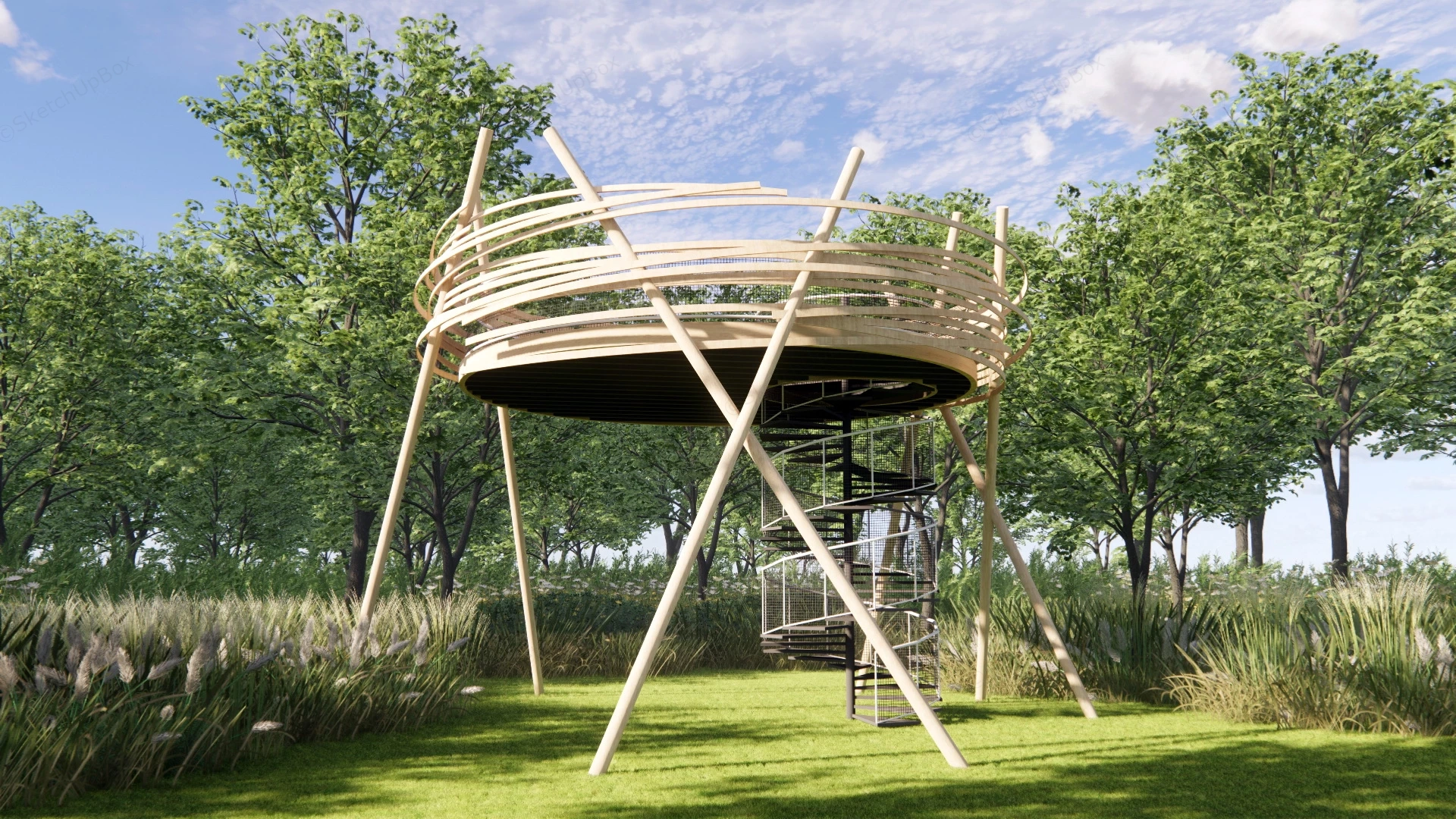 Small Observation Tower sketchup model preview - SketchupBox
