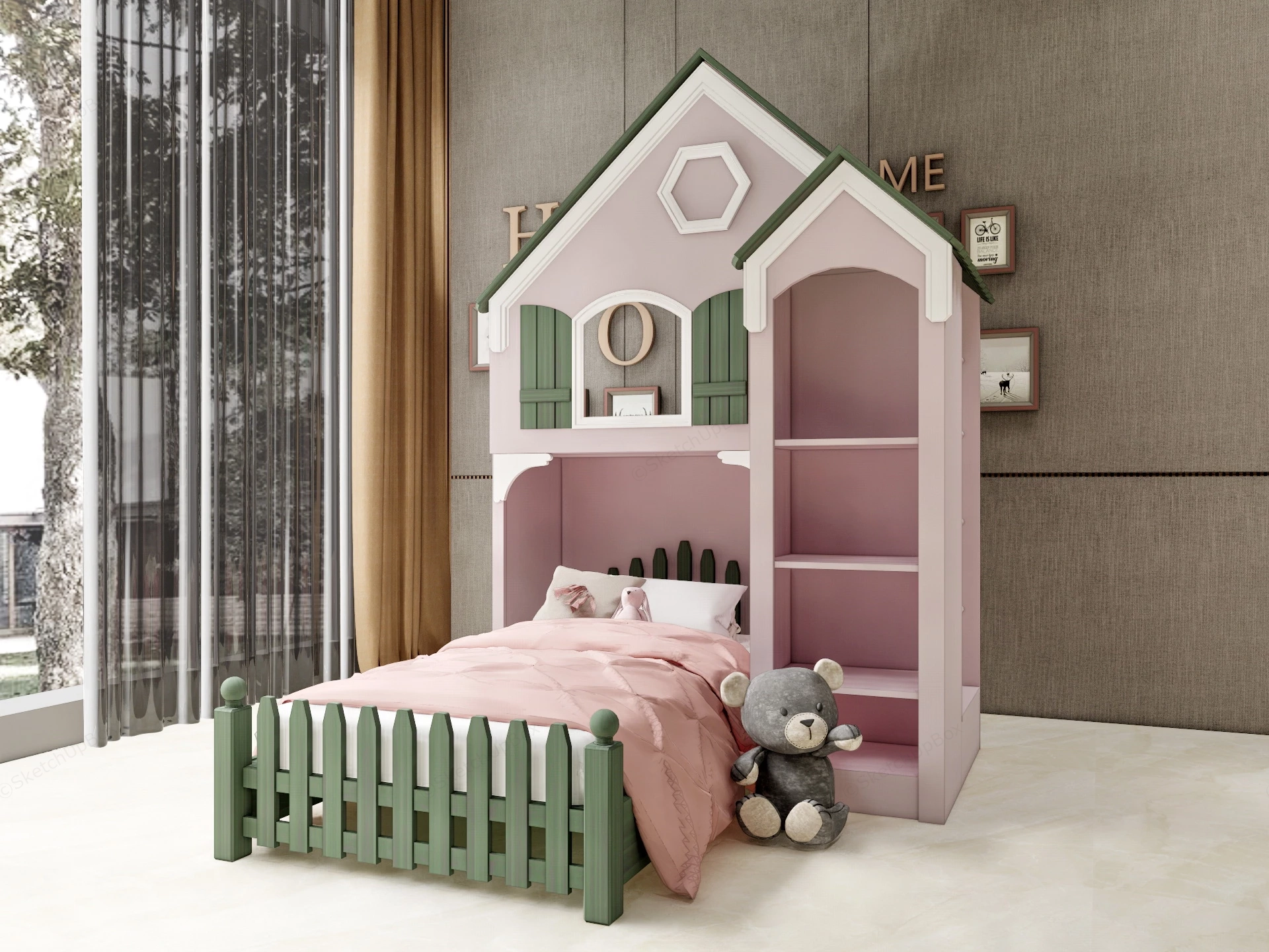 Cute Toddler Girl Bed sketchup model preview - SketchupBox