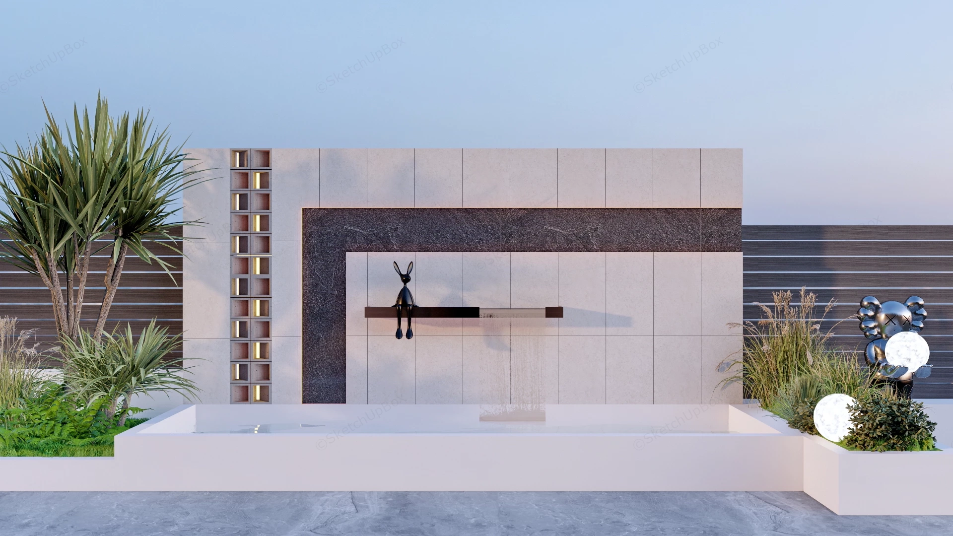 Garden Water Feature Wall sketchup model preview - SketchupBox
