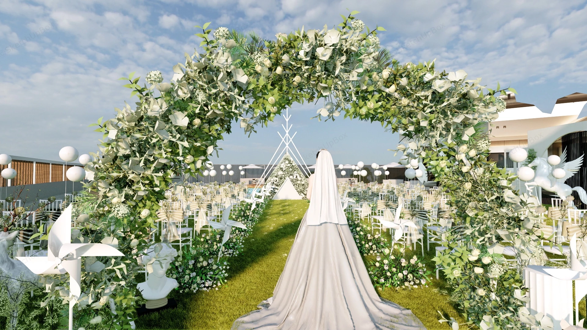 Outdoor Backyard Wedding Venue sketchup model preview - SketchupBox