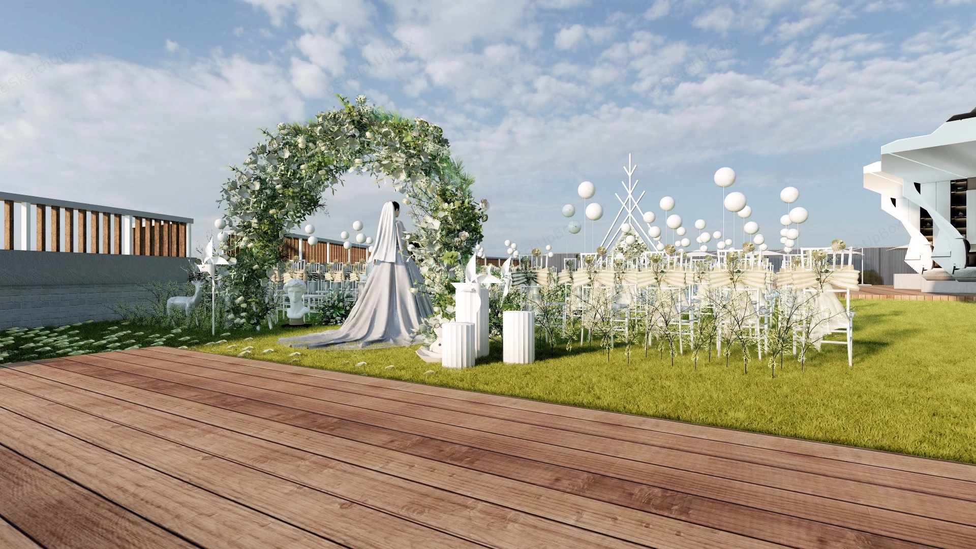 Outdoor Backyard Wedding Venue sketchup model preview - SketchupBox
