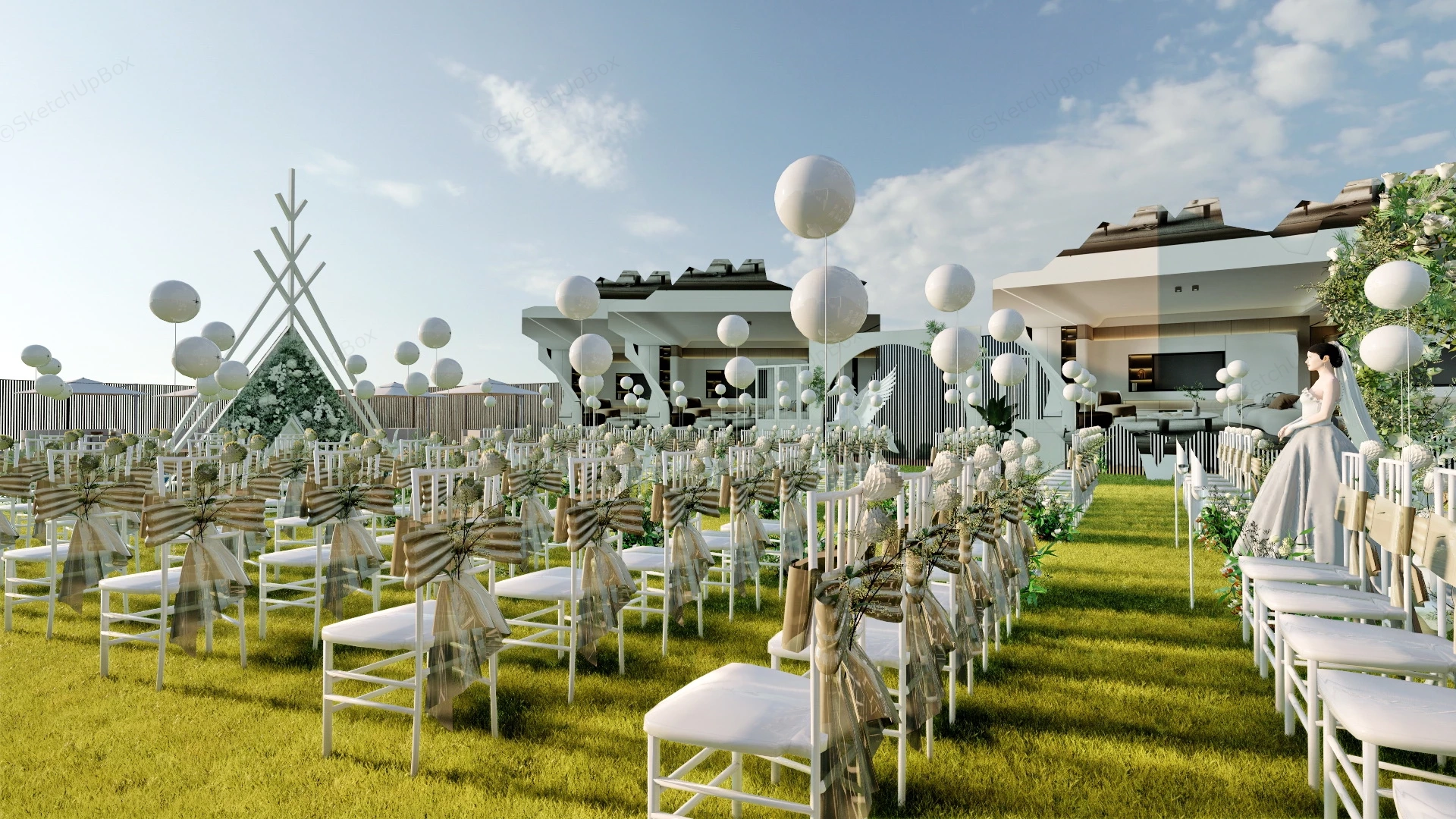 Outdoor Backyard Wedding Venue sketchup model preview - SketchupBox