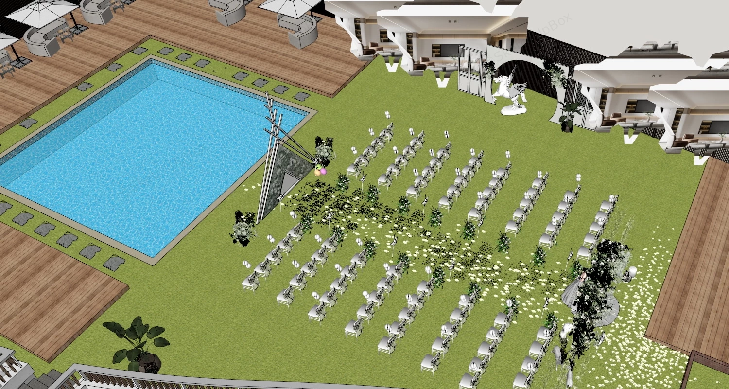 Outdoor Backyard Wedding Venue sketchup model preview - SketchupBox