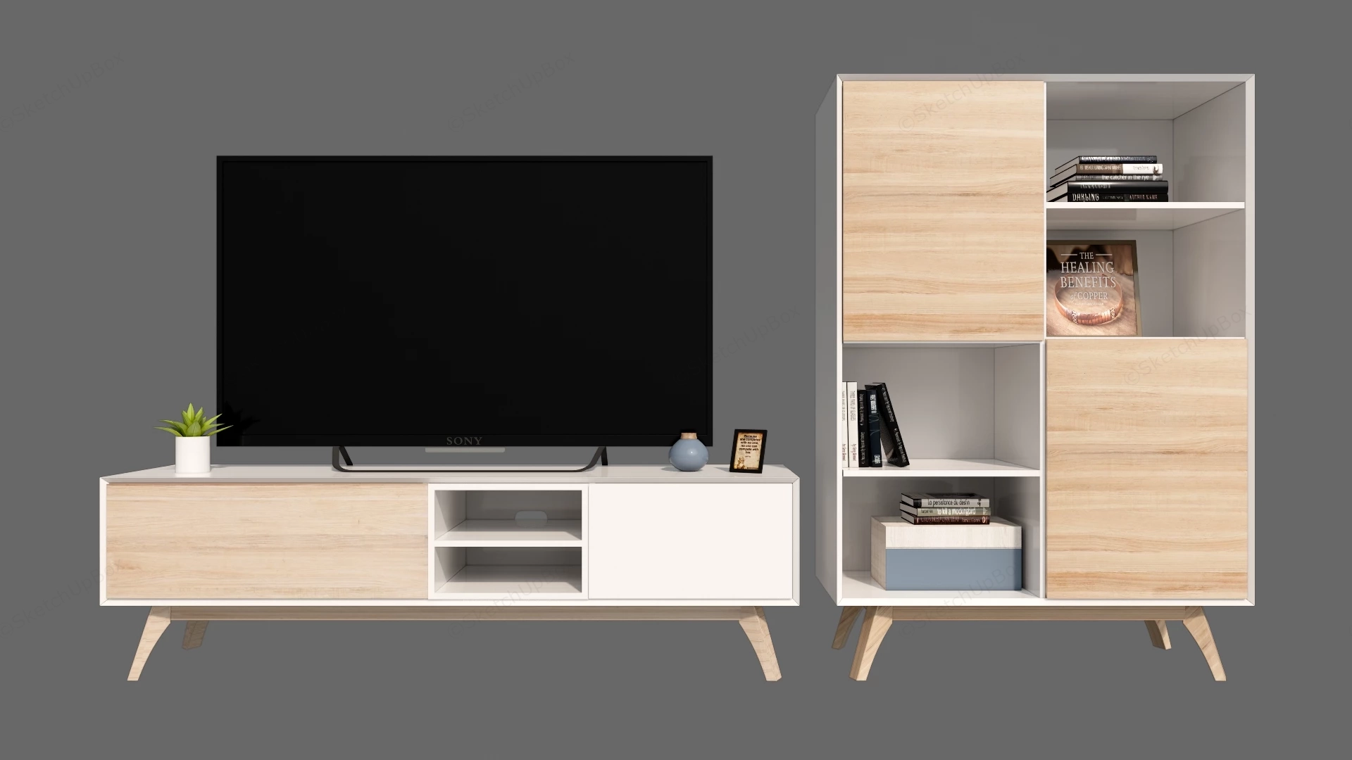 Tv Stand And Sideboard Set sketchup model preview - SketchupBox