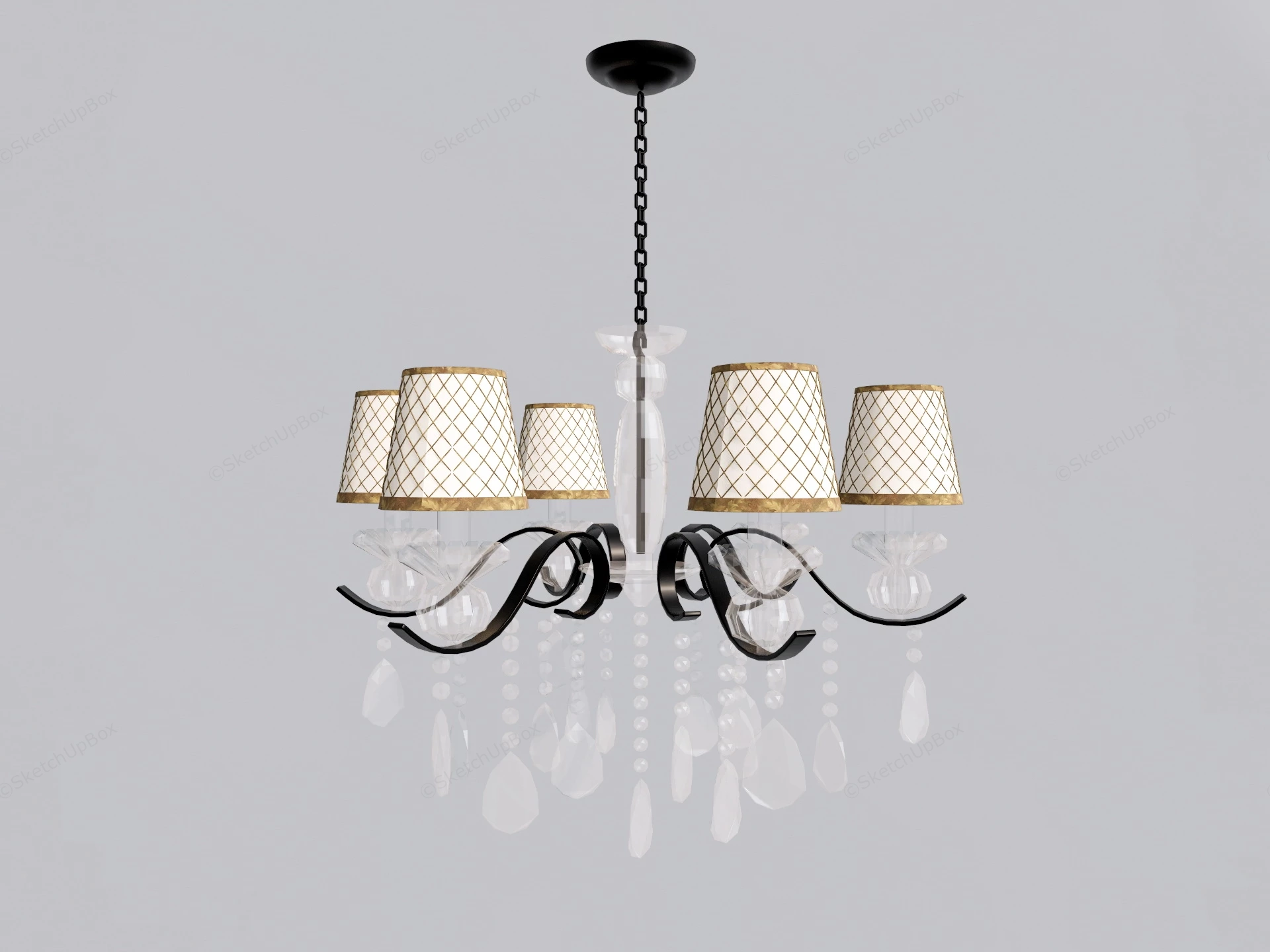 Metal Chandelier With Drop sketchup model preview - SketchupBox