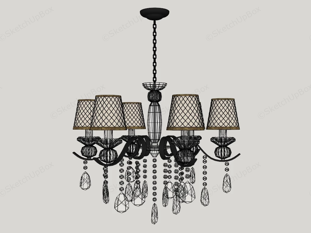 Metal Chandelier With Drop sketchup model preview - SketchupBox