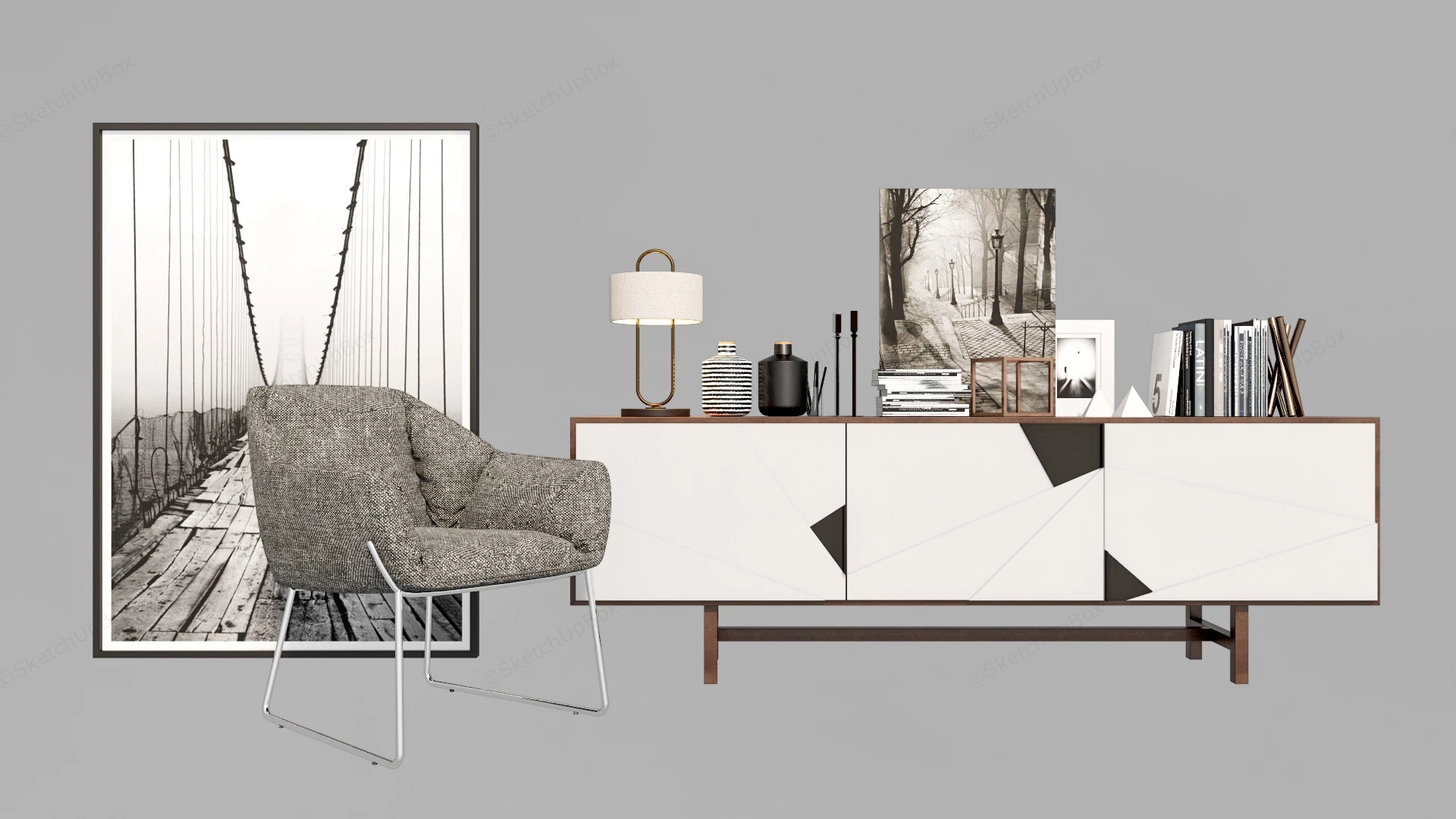 Accent Chair And Sideboard sketchup model preview - SketchupBox