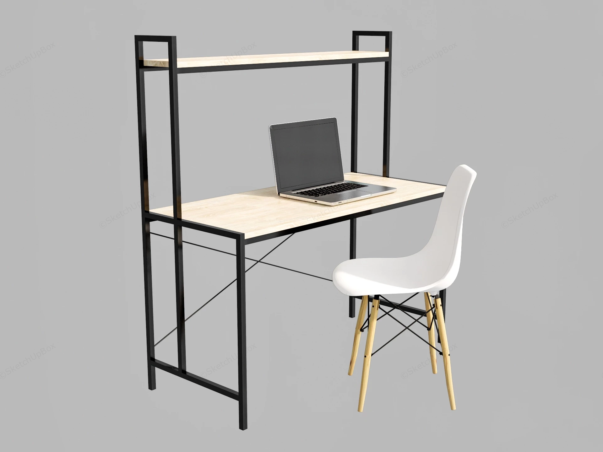 Industrial Home Office Desk And Chair sketchup model preview - SketchupBox