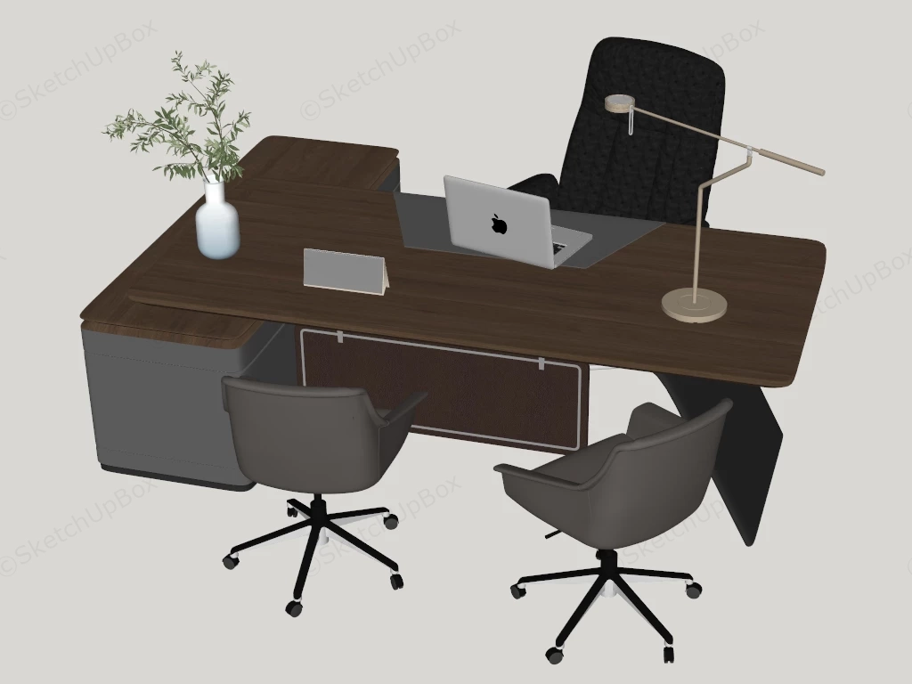 Executive Office Desk & Chairs sketchup model preview - SketchupBox