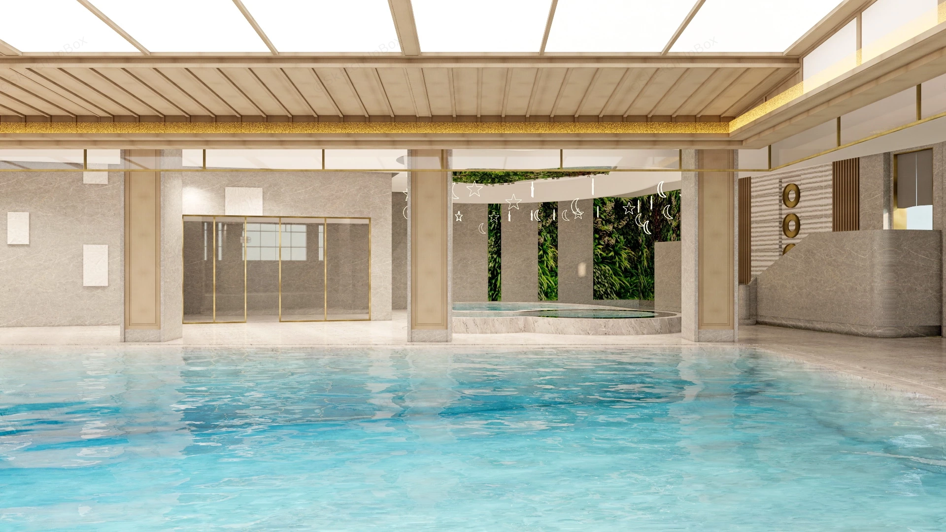 Indoor Commercial Swimming Pool Design sketchup model preview - SketchupBox