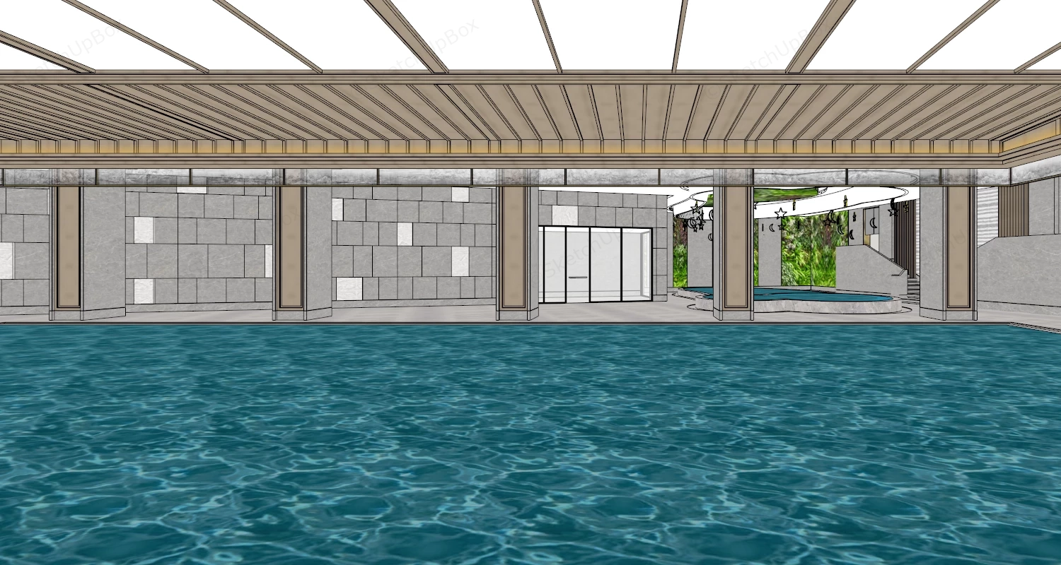 Indoor Commercial Swimming Pool Design sketchup model preview - SketchupBox