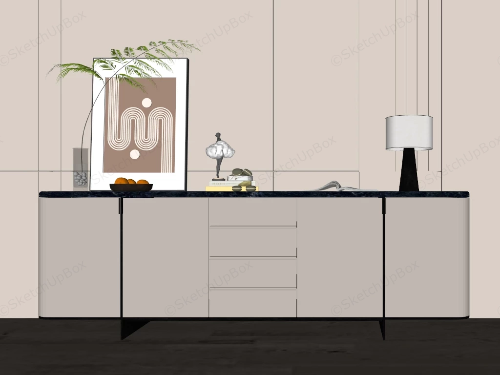 Modern White Sideboard sketchup model preview - SketchupBox