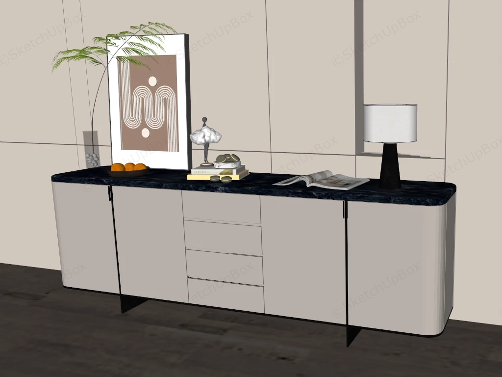 Modern White Sideboard sketchup model preview - SketchupBox